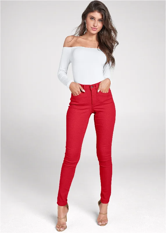 Heidi Skinny Jeans - Red