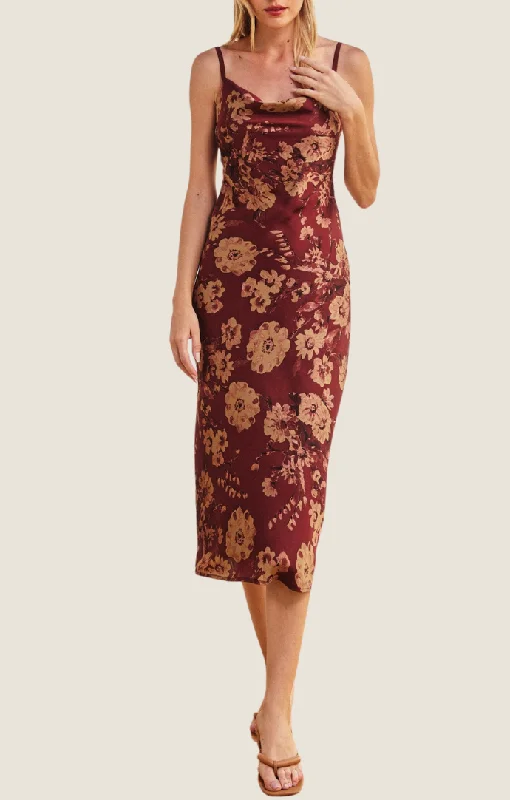 Acacia Bronzed Merlot Floral Dress