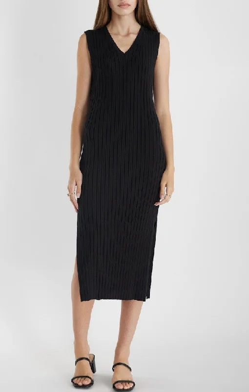 Janessa Black Ribbed Dress