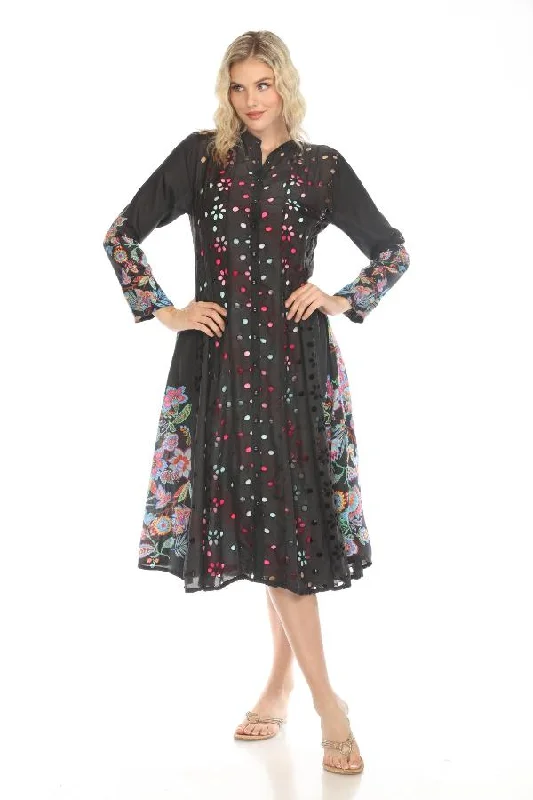 Johnny Was Arini Edgelong Silk Button-Down Midi Dress C36824-E