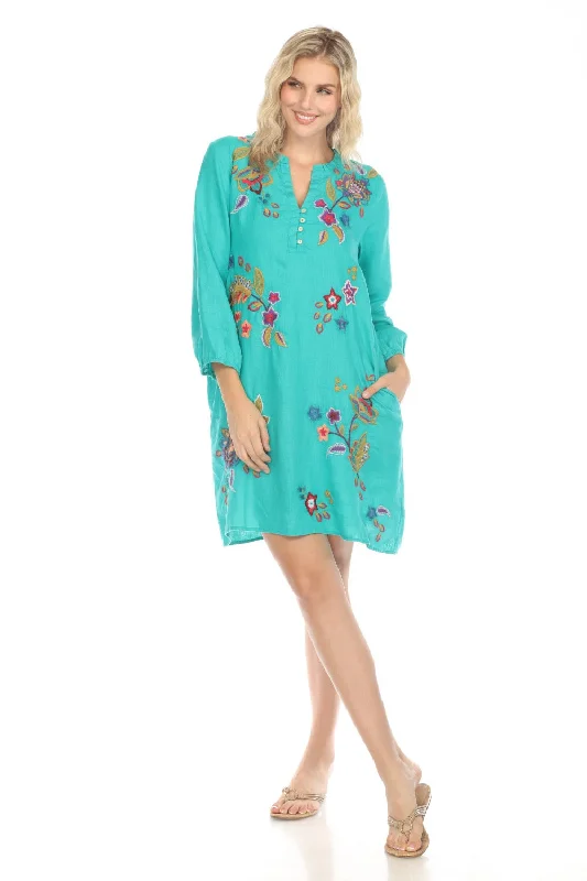 Johnny Was JWLA Shift Field Embroidered Linen Dress J34824-E