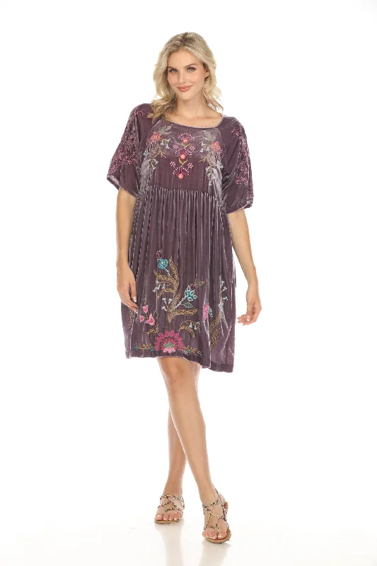 Johnny Was JWLA Sisa Velvet Embroidered Raglan Dress J33224 Boho Chic *