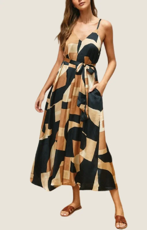 Tanaia Black Abstract Midi Dress