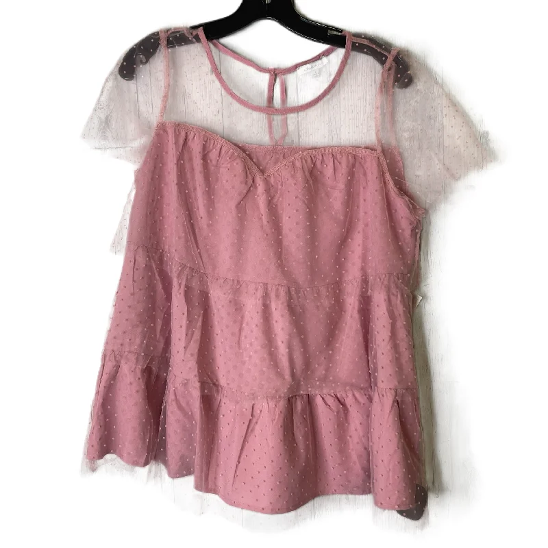 Pink Top Short Sleeve By White Birch, Size: L