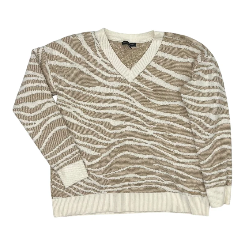 Sweater By Banana Republic In Tan & White, Size:M