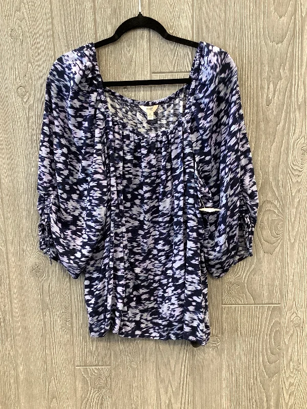 Top 3/4 Sleeve By Terra & Sky In Blue & Purple, Size: 1x