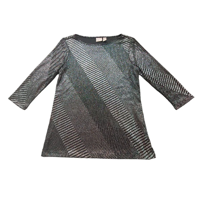 Top Long Sleeve By Chicos In Black & Silver, Size: 0