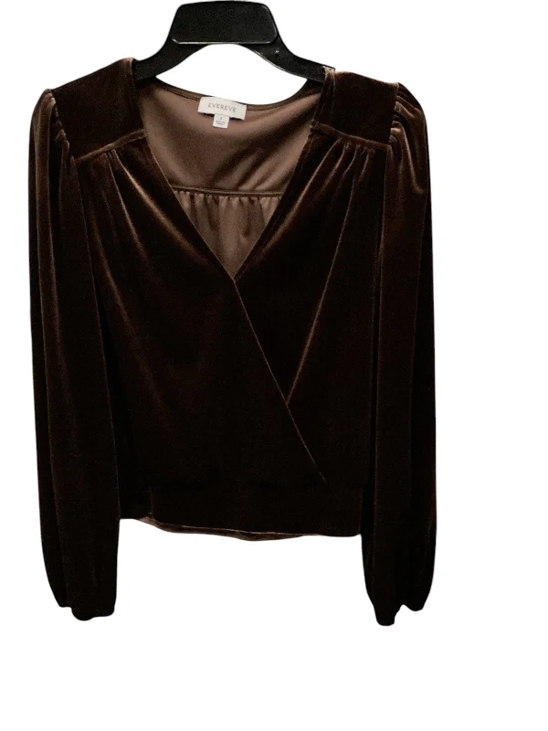 Top Long Sleeve By Evereve In Brown, Size: S