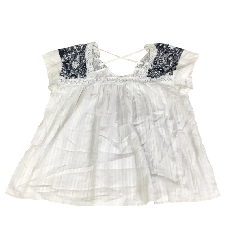 Top Short Sleeve By Umgee In Blue & White, Size: L