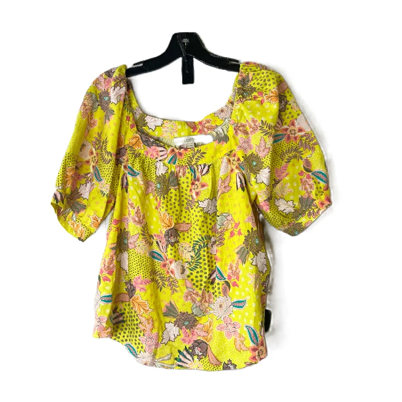 Yellow Top Short Sleeve By Loft, Size: M